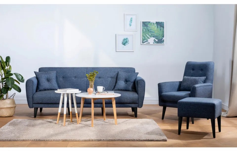 Set Canapea Extensibilă si Fotoliu Aria - S, Albastru
