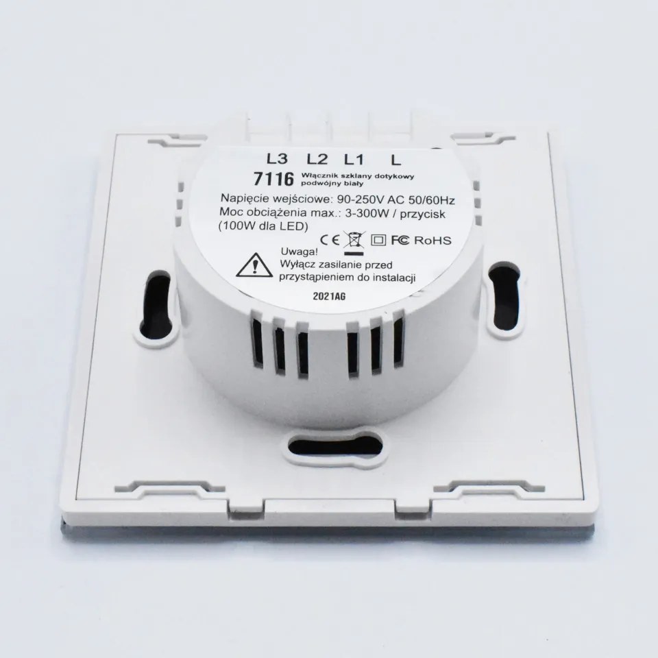 Intrerupator Touch Dublu, sticla securizata, IP45, alb, Smart House, Masterled