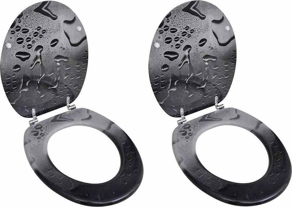 vidaXL Capace WC, 2 buc., MDF, model picături de apă