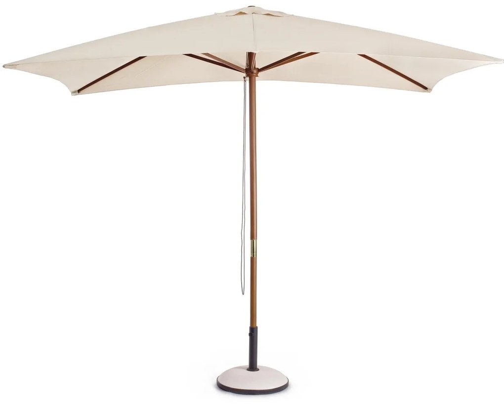 Umbrela pentru gradina/terasa Syros, Bizzotto, 300 x 300 x 250 cm, stalp Ø48 mm, lemn/poliester, natural