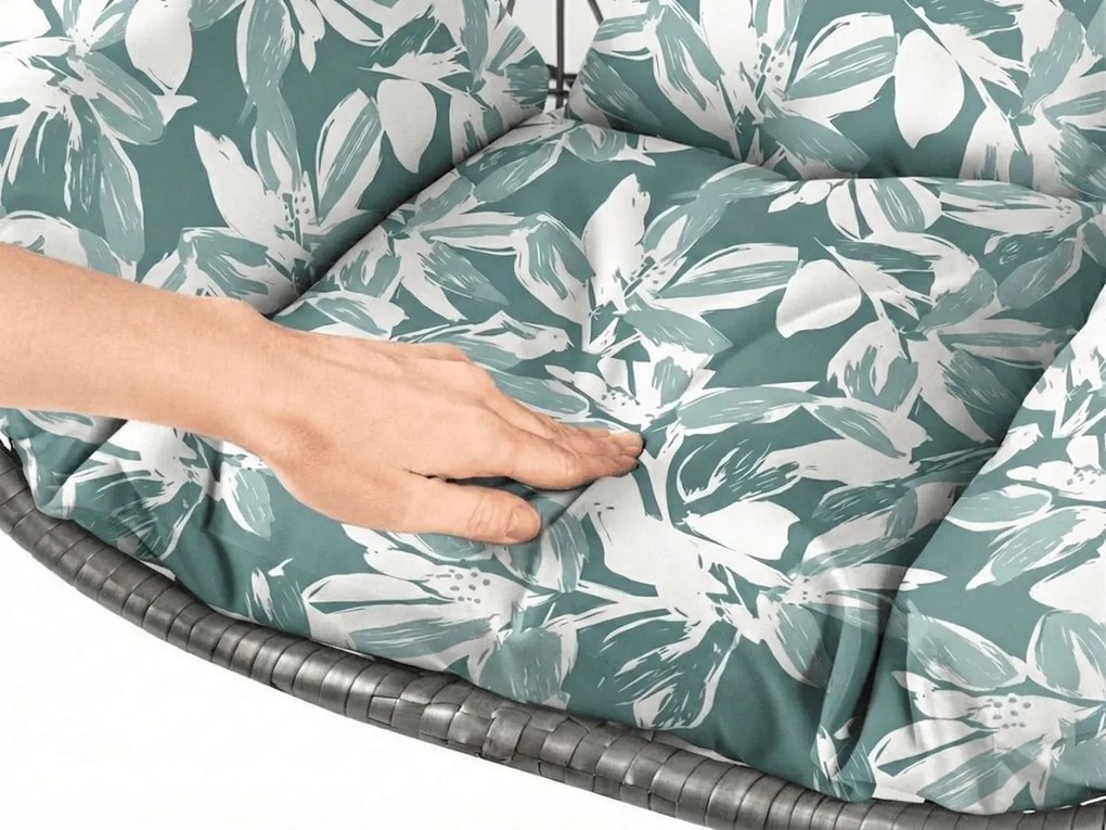 Scaun suspendat gri KOKON fara suport, perna verde-alb