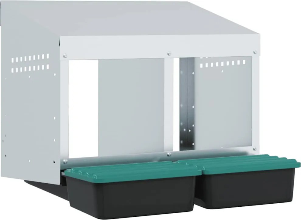 vidaXL Cuibăr pentru găini cu 2 compartimente, montat pe perete, oțel galvanizat