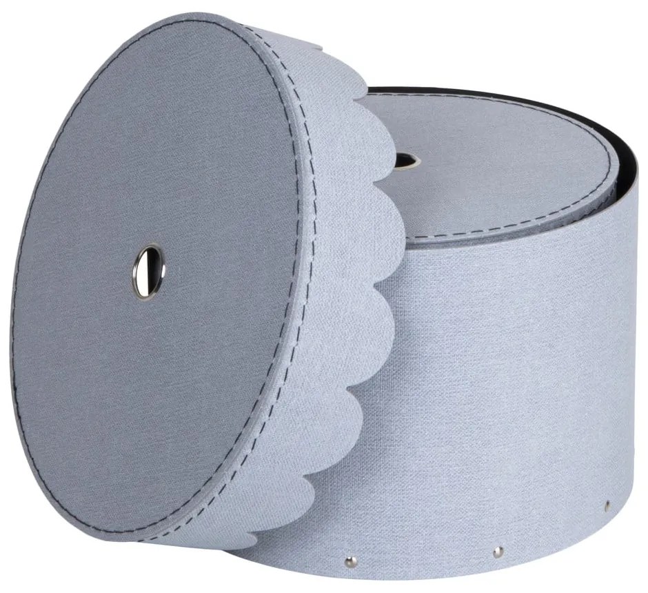 Cutii de depozitare gri-deschis 2 buc. din carton cu capac ø 26x17,5 cm Wilma – Bigso Box of Sweden