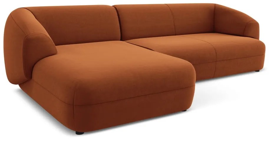 Colțar portocaliu cu tapițerie din catifea (cu colț pe partea stângă) Moana – Makamii