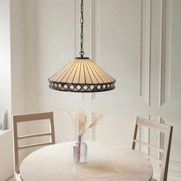 Endon 111961 - Lustru suspendat cu lanț Tiffany FARGO 3xE27/10W/230V diam. 50 cm