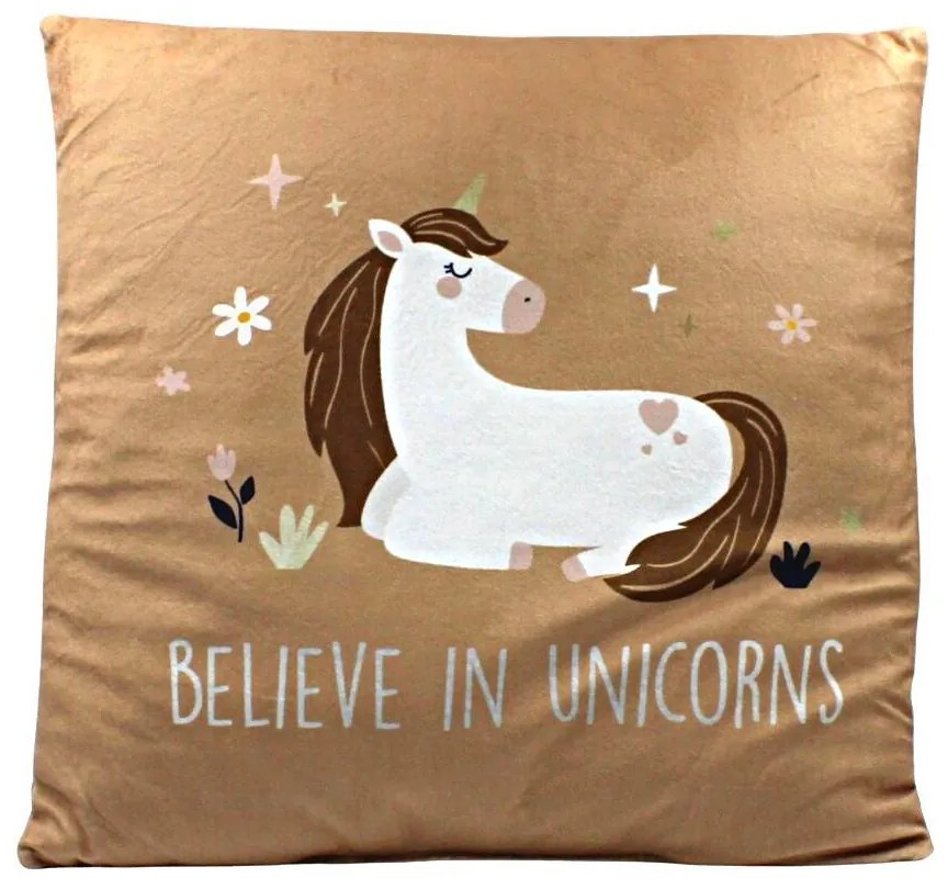 Pernuță unicorn culoarea crem 40x40 cm