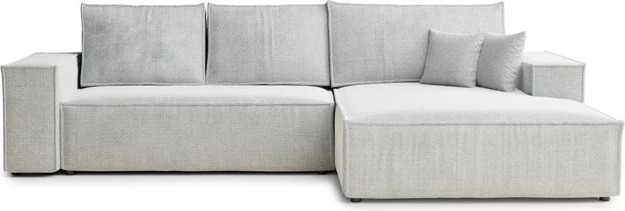 Colțar gri deschis extensibil/cu spațiu de depozitare cu tapițerie din chenille (cu colț pe partea dreaptă/cu șezlong) Maze – Maison de Rêve