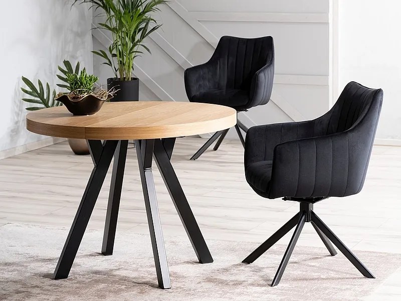 Masă de sufragerie extensibilă 100-250 cm Daphne (stejar + negru) (pentru 4 până la 8 persoane). 1050110