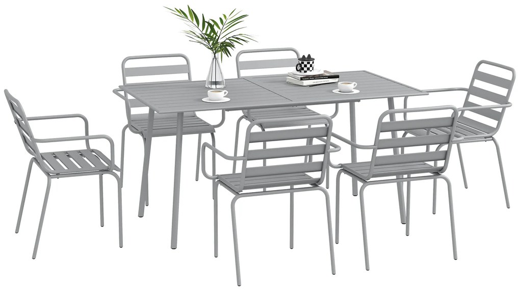 Outsunny Set de Masa de Gradina cu 7 Piese, Masa de Exterior | Aosom Romania