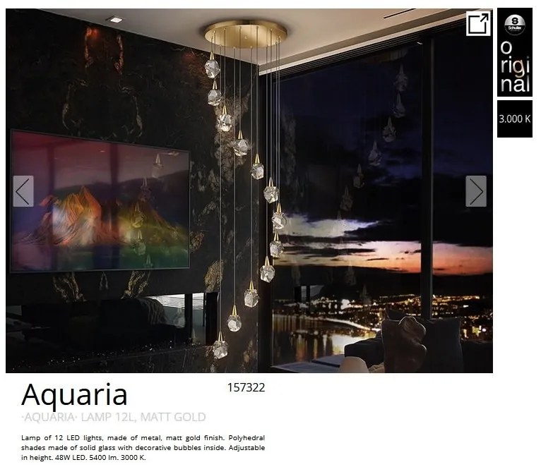 Lustra LED XXL casa scarii design modern decorativ Aquaria 12L aurie