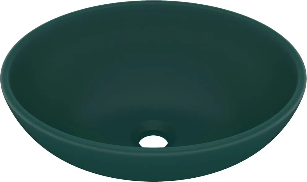 vidaXL Chiuvetă de lux, verde mat, 40 x 33 cm, ceramică, formă ovală
