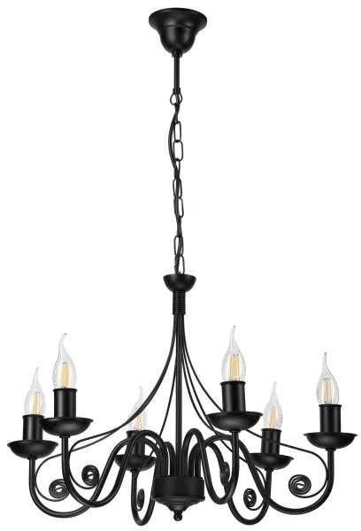 Lustră pe lanț DONATO 6xE14/40W/230V negru