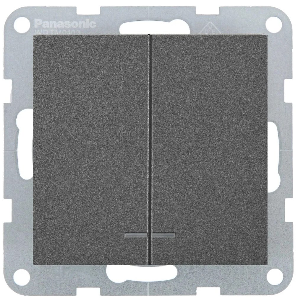 Intrerupator dublu cu led 10A, IP20, Grafit, Panasonic Karre Plus 55