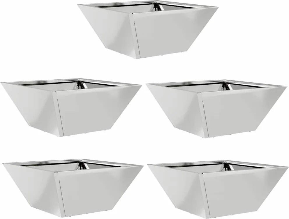 vidaXL Vază pentru Grădină 5 pcs Argintiu 35 x 35 x 15 cm