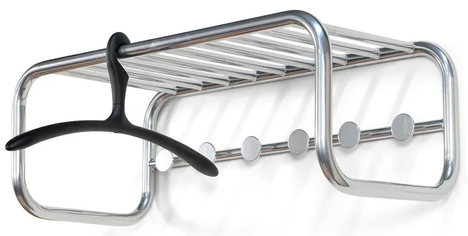 Cuier de perete argintiu cu raft din metal 72 cm Retro – Spinder Design