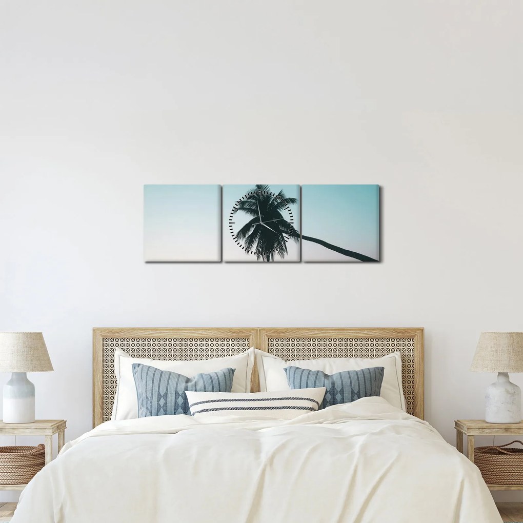 Tablou - Palmier la Bali (cu ceas) (90x30 cm)