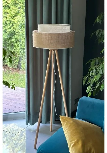 Lampadar YUTE Duolla BOHO 1xE27/15W/230V d. 45 cm maro/crem