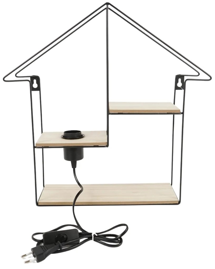 Raft de perete cu lampa HOUSE, 40 cm