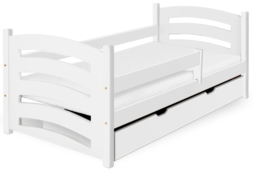 Pat pentru copii MELA 80 x 160 cm, alb Saltea: saltea EASYSOFT 10 cm, Somiera: fara somiera