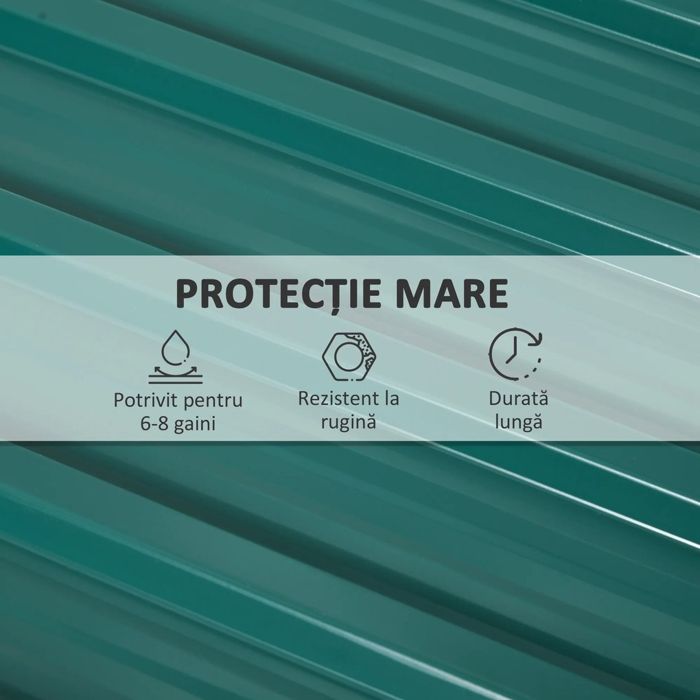 Outsunny Panouri pentru Acoperiș din Oțel, 12 Foi Galvanizate pentru Acoperișuri și Pereți, 129x45 cm, Verde | Aosom Romania