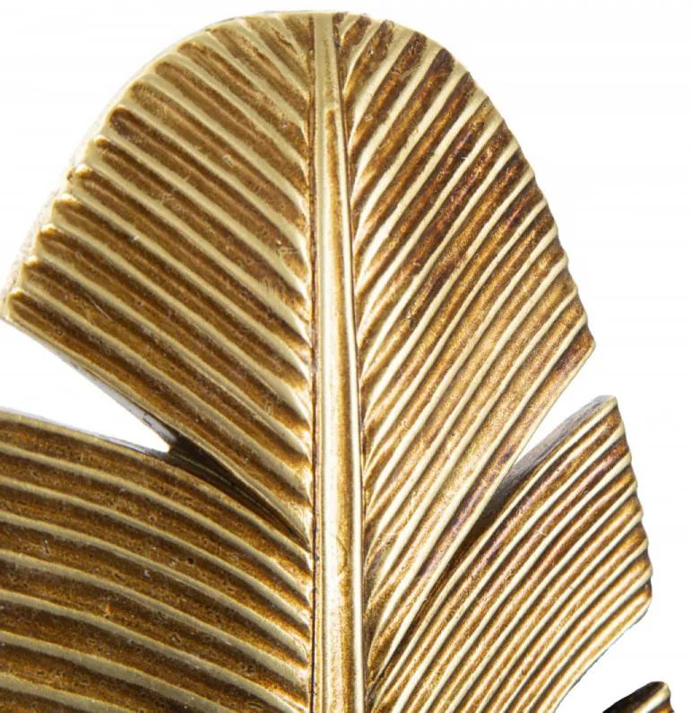 Decoratiune cu suport pentru lumanare aurie din polirasina, 12,8x8,9x31,2 cm, Leaf Mauro Ferretti