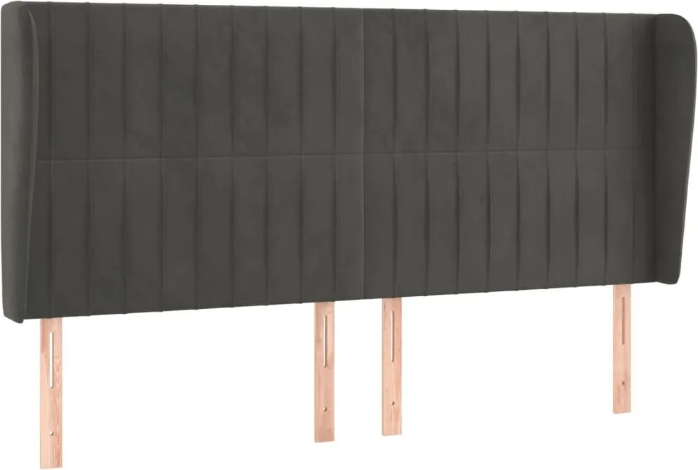 vidaXL Tăblie de pat cu aripioare gri închis 163x23x118/128 cm catifea