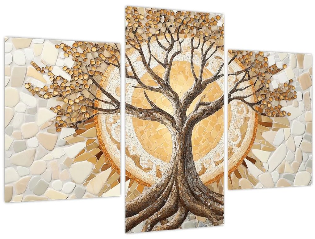 Tablou – Arborele vieții auriu în mozaic (90x60 cm)