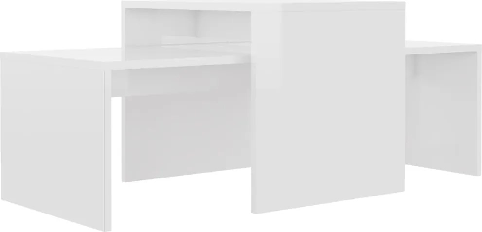 vidaXL Set măsuțe cafea, alb extralucios, 100x48x40 cm, lemn prelucrat