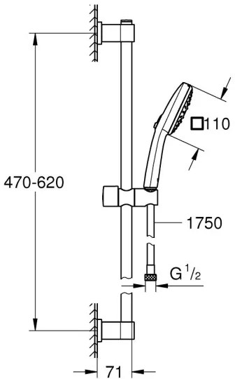GROHE 26096001 - Set de duș VITALIO COMFORT 110, 600 mm, crom lucios