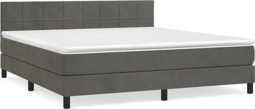 vidaXL Pat box spring cu saltea, gri închis, 180x200 cm, catifea