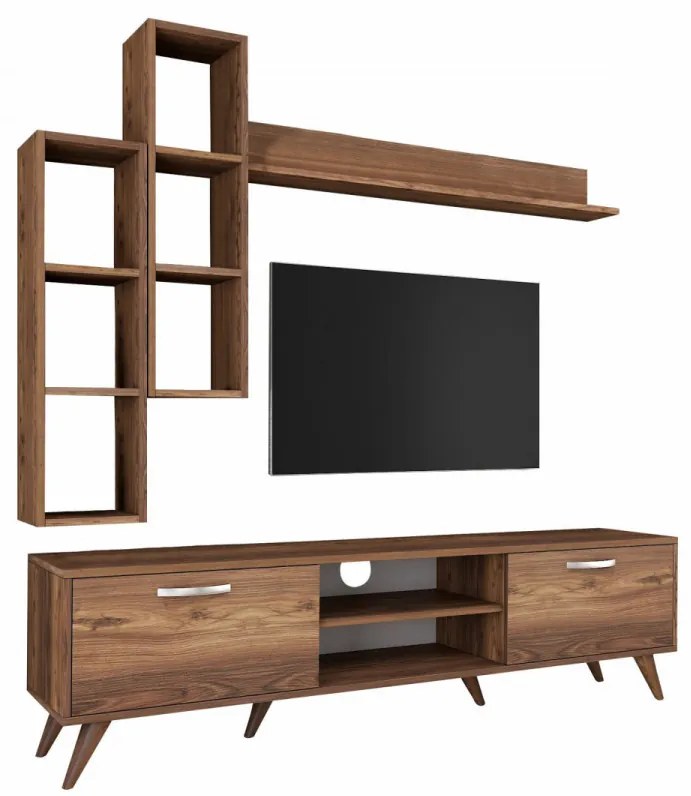 Set Comoda TV si Rafturi de Perete M16 - 262, Nuc