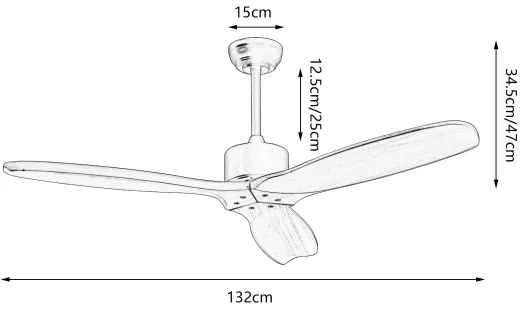 ZEVENTI - Ventilator de tavan CUENCA Wi-Fi Tuya negru/stejar + telecomandă