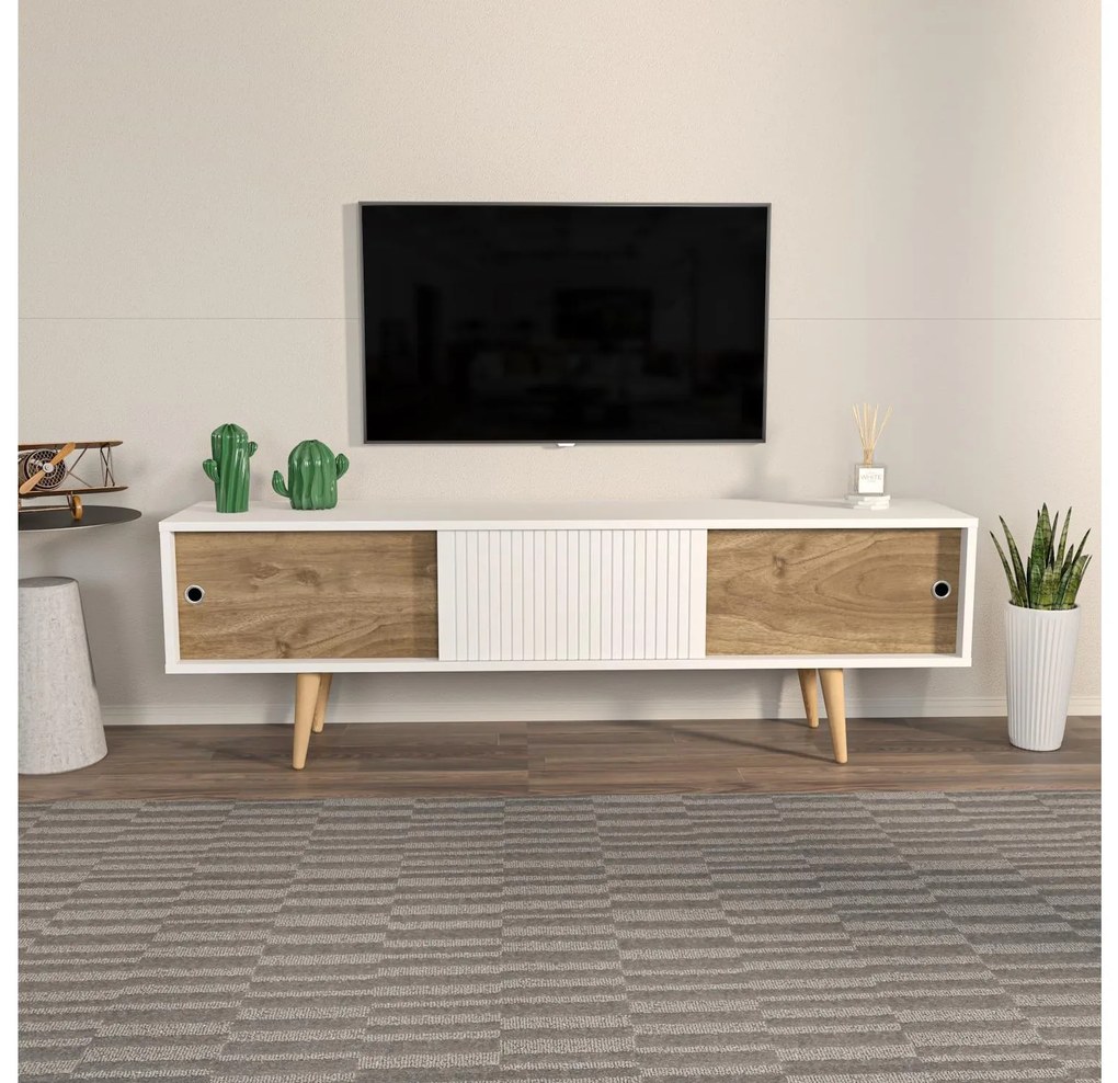Dulap TV Ecranissa (alb + Nuc). Promo -16%. 1107290