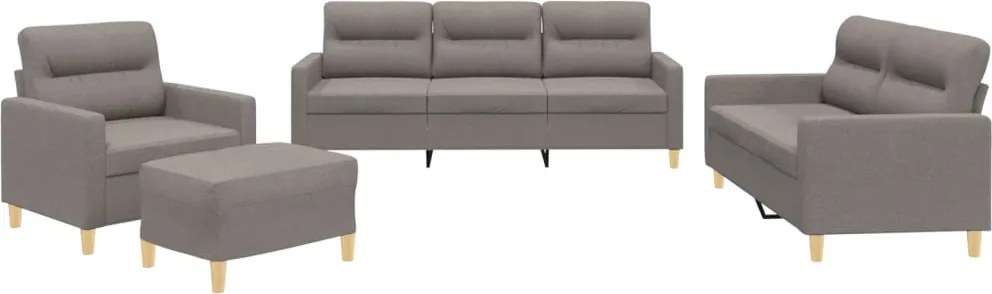 vidaXL Set de canapea cu perne, 4 piese, gri taupe, material textil