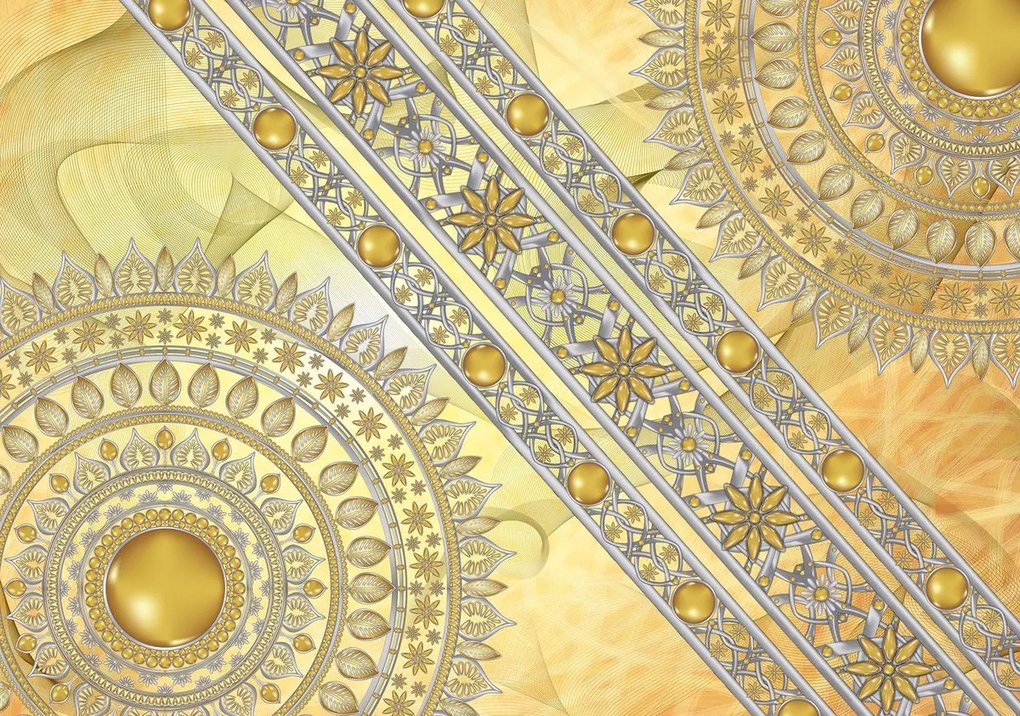 Fototapet - Mandala în aur în diagonala (254x184 cm)
