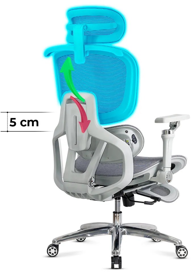 Scaun ergonomic gri de birou cu suport lombar încălzit cu masaj și șezut cu ventilație SYYT 9521