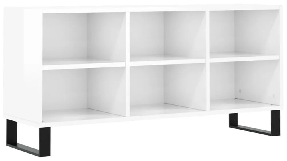 vidaXL Comodă TV, alb extralucios, 103,5x30x50 cm, lemn compozit