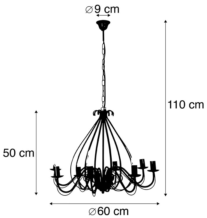 Candelabru clasic negru cu 8 lumini - Giuseppe