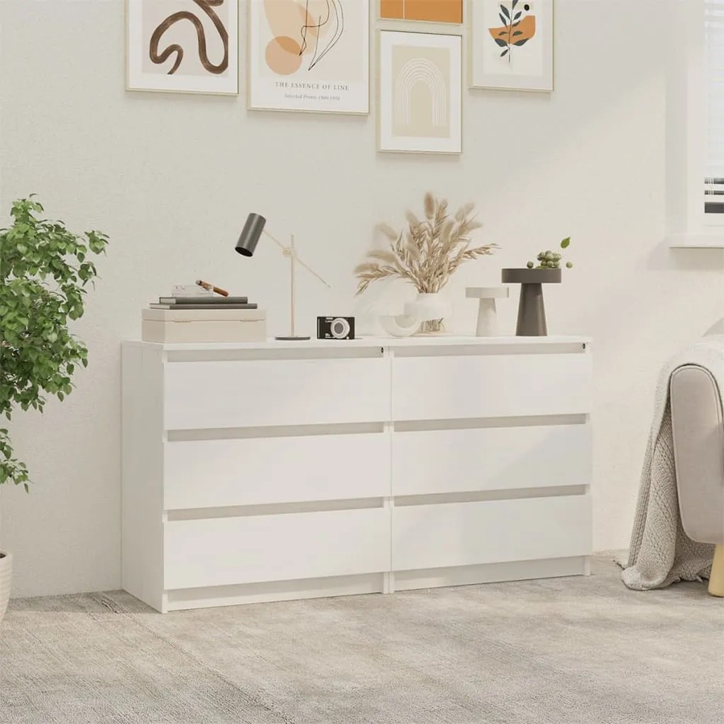 3093548 vidaXL Noptiere, 2 buc., alb, 60x36x64 cm, lemn masiv de pin