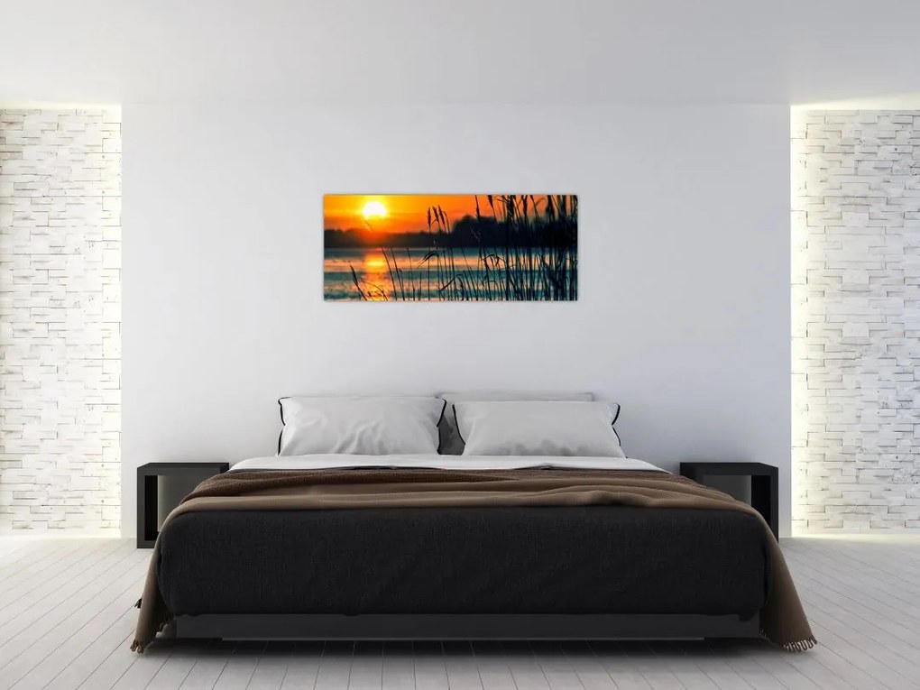 Tablou - Apus de soare la lac (120x50 cm)