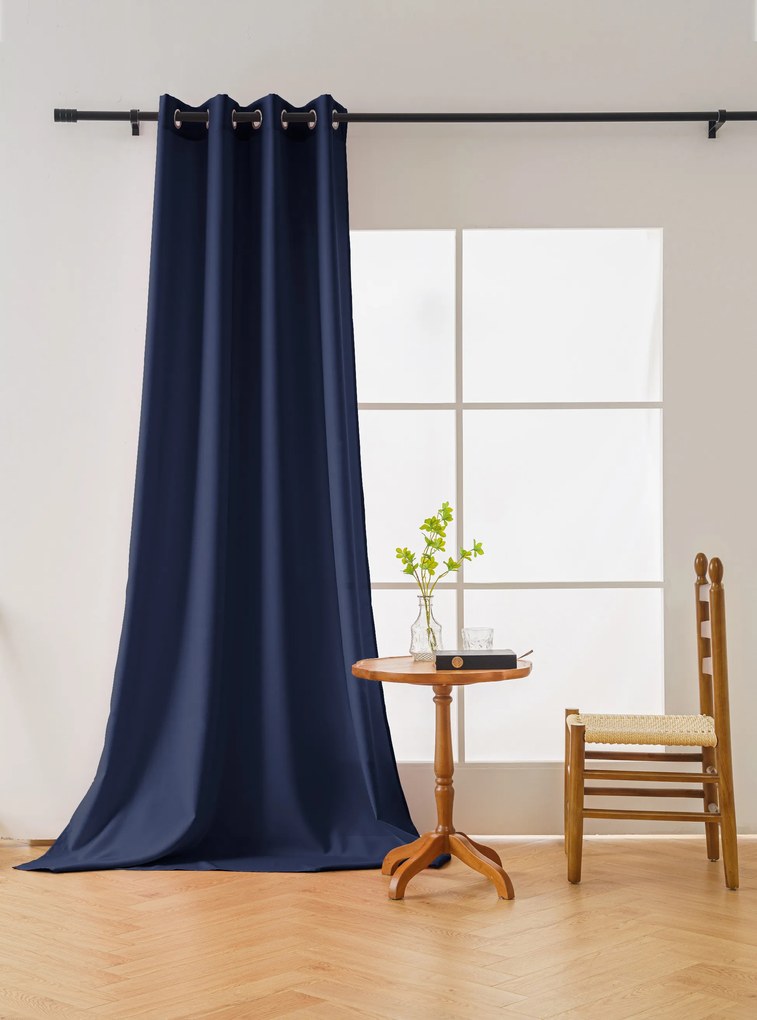 Draperie albastru inchis OXFORD LIGHT 140x250 cm Agatat: Inele metalice