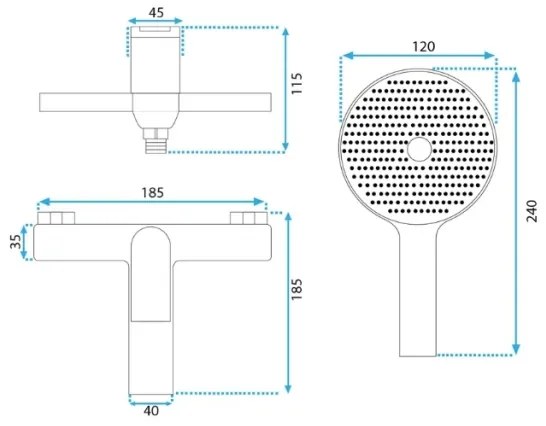 REA-B2707 - Set pentru cadă AVALON, finisaj auriu periat