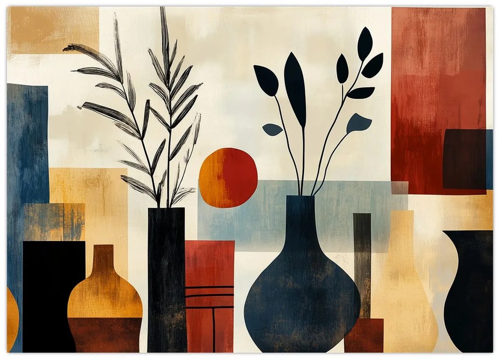 Tablou pe sticlă - Vaze cubiste (70x50 cm)