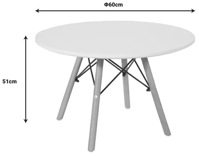 Masa pentru copii Julita alba din MDF si lemn de fag natural 120x80x76 cm