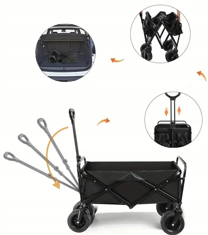 Cărucior de transport pliabil - premium 150 L Portocalie