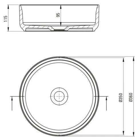 Lavoar pe blat alb lucios 36 cm, rotund, Deante Silia