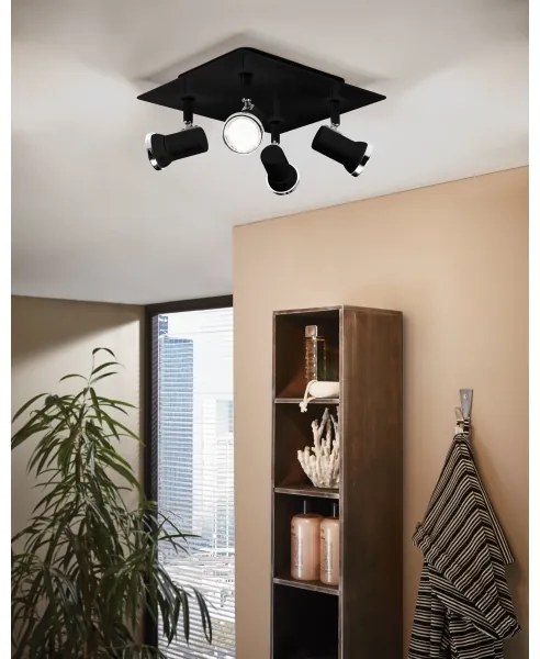 Spot LED pentru baie Eglo 780428 BABILONE 4xGU10/3W/230V IP44 negru