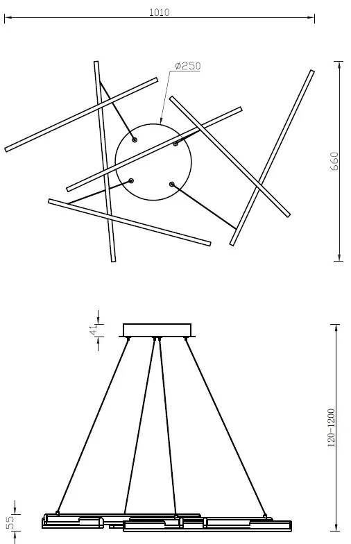 Lustra LED design modern Line auriu mat 3000K
