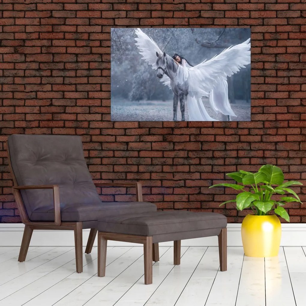 Tablou - Fata și unicorn (90x60 cm)