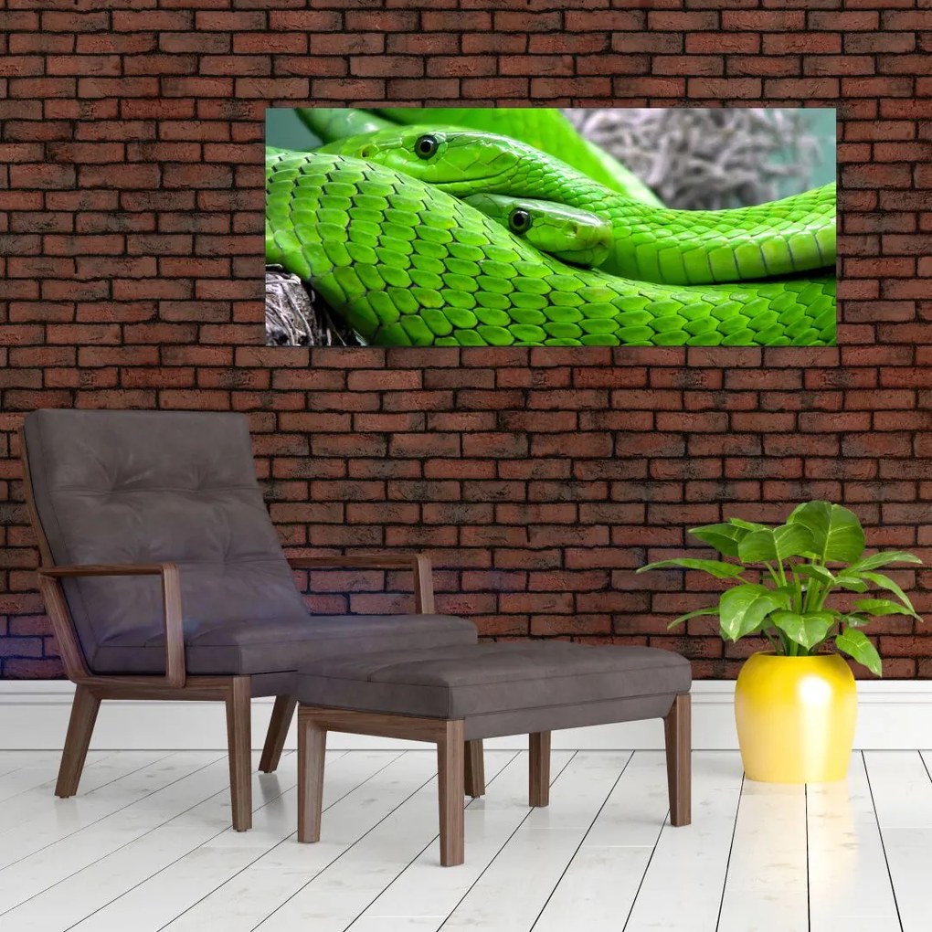 Tablou cu șerpi verzi (120x50 cm)